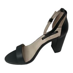 French Connection Women's Dream Ankle Strap Block Heel Sandals Black Size 6 1/2